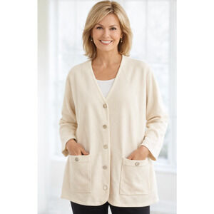 New $155 Anne Klein Womens S V Neck Button Front Cardigan Luxury Modest Church